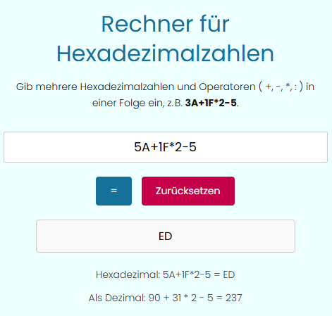 hexadezimal rechner