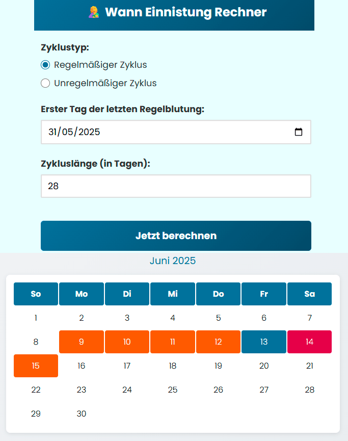 wann einnistung rechner