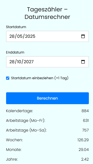 wie viele tage bis rechner
