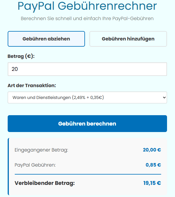 paypal gebühren rechner