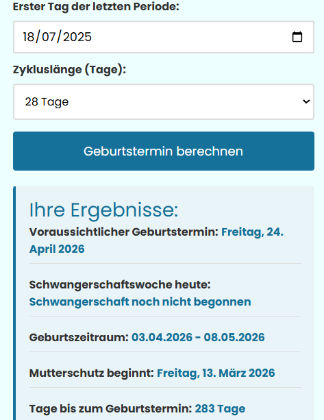 Geburtstermin Rechner