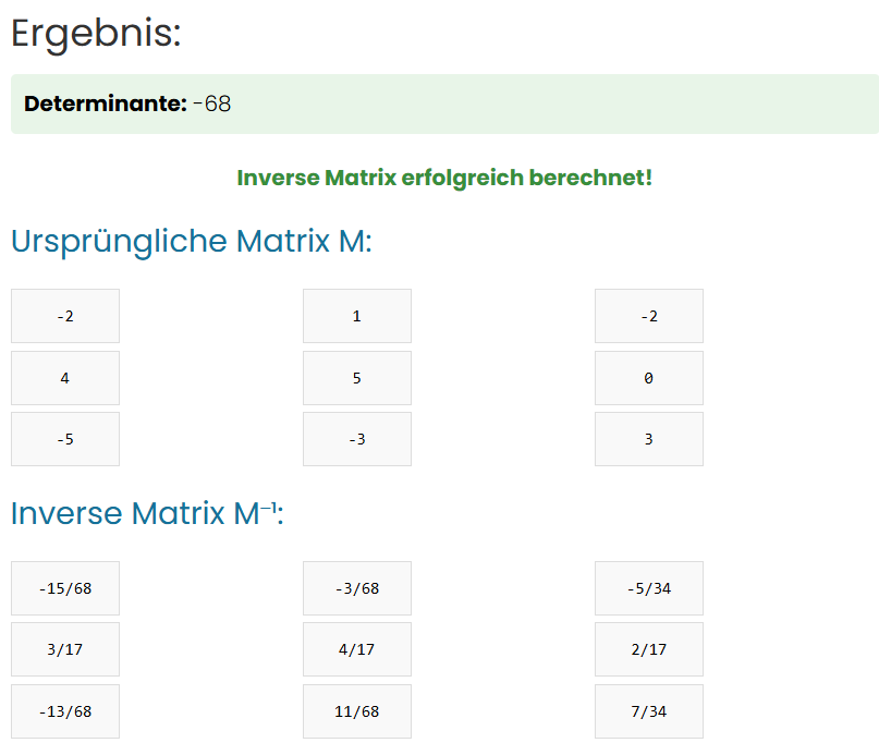 inverse matrix rechner